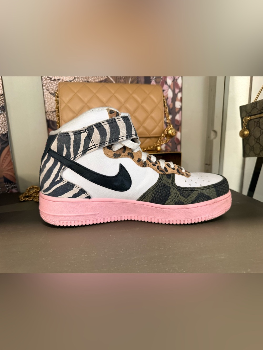 Nike Air Force 1'07 Mid Animal Instinct Pink DZ4841-100 Women's Size 9 Shoes - Picture 4 of 6